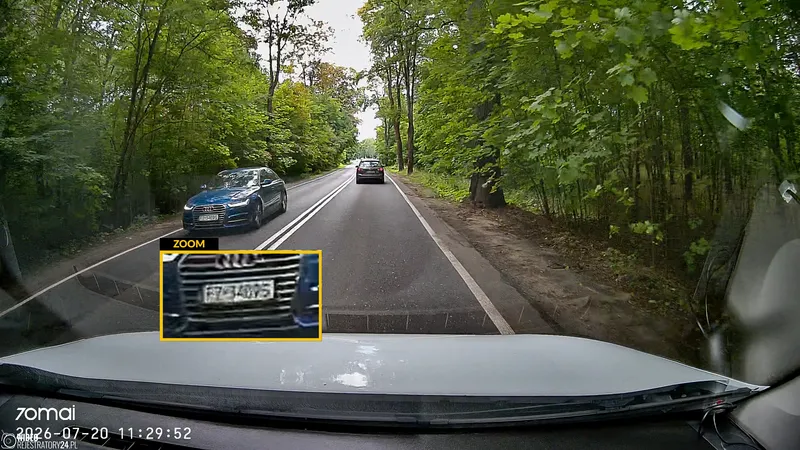 skuteczność nagrań kamery samochodowej 70mai m310 plus 2k